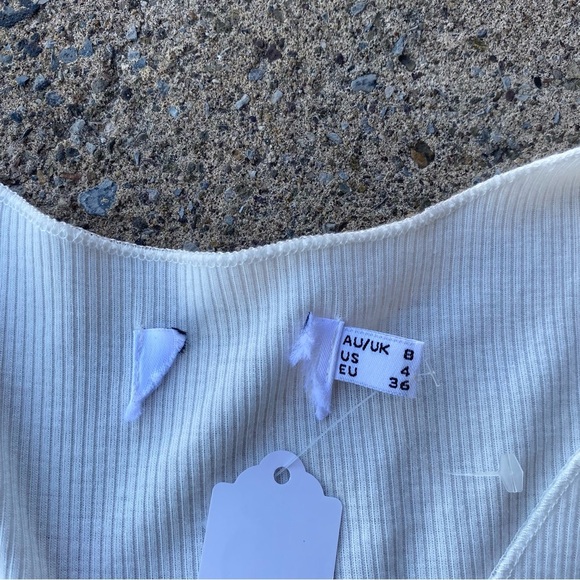 White Ribbed Princess Polly Short‎ Sleeve Cut Out Dress - Picture 2 of 2